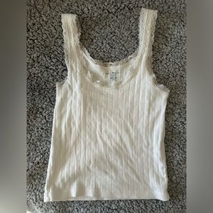 brandy melville white pointelle tank
